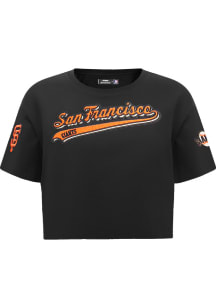 Pro Standard San Francisco Giants Womens Black Script Tail Boxy Short Sleeve T-Shirt