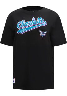 Pro Standard Charlotte Hornets Womens Black Script Tail BF Short Sleeve T-Shirt