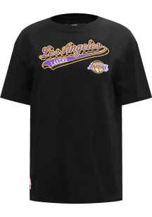 Pro Standard Los Angeles Lakers Womens Black Script Tail BF Short Sleeve T-Shirt