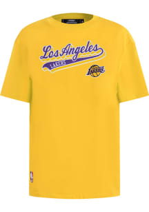 Pro Standard Los Angeles Lakers Womens Yellow Script Tail BF Short Sleeve T-Shirt