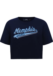 Pro Standard Memphis Grizzlies Womens Navy Blue Script Tail Boxy Short Sleeve T-Shirt