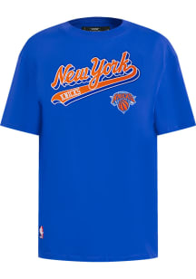 Pro Standard New York Knicks Womens Blue Script Tail BF Short Sleeve T-Shirt