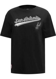 Pro Standard San Antonio Spurs Womens Black Script Tail BF Short Sleeve T-Shirt