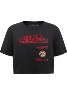 Pro Standard Chicago Blackhawks Womens Black Retro Boxy Short Sleeve T-Shirt