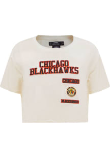 Pro Standard Chicago Blackhawks Womens White Retro Boxy Short Sleeve T-Shirt