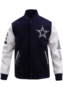 Pro Standard Dallas Cowboys Mens Navy Blue Classic Wool Varsity Heavyweight Jacket