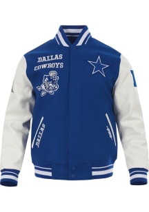 Pro Standard Dallas Cowboys Mens Blue Retro Classic Rib Wool Varsity Heavyweight Jacket