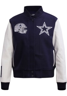 Pro Standard Dallas Cowboys Womens Navy Blue Classic Wool Varsity Heavy Weight Jacket