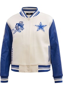 Pro Standard Dallas Cowboys Womens Blue Retro Classic Rib Wool Varsity Heavy Weight Jacket