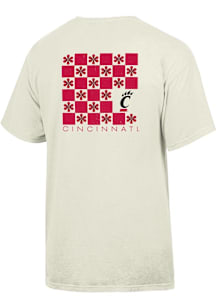 Cincinnati Bearcats Womens Ivory Checkered Flowers Short Sleeve T-Shirt