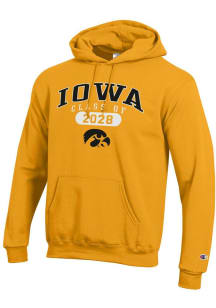 Mens Iowa Hawkeyes Gold Champion Class of 2028 Powerblend Hooded Sweatshirt