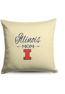 White Fighting Illini Mom 18x18 Throw Pillow