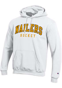 Champion Wheeling Nailers Mens White Arch Name Long Sleeve Hoodie