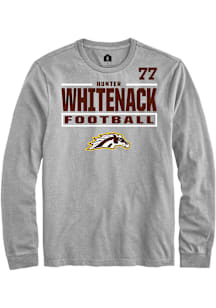 Hunter Whitenack Western Michigan Broncos Grey Football NIL Stacked Box Long Sleeve Player T Shirt