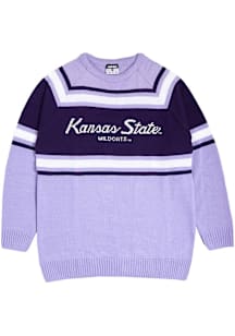 Charlie Hustle K-State Wildcats Mens Lavender Script Sweater Long Sleeve Sweater