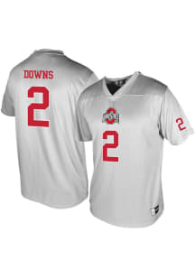Caleb Downs Genuine Collective Mens Grey Ohio State Buckeyes NIL Name and Number Football Jersey