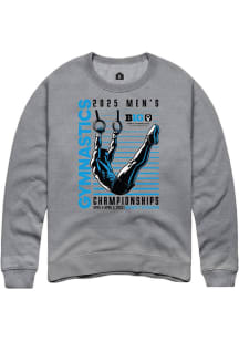 Mens Big Ten Grey Rally 2025 Mens Gymnastics Championships Crew Sweatshirt