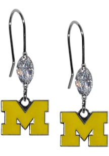 Crystal Dangle Michigan Wolverines Womens Earrings - Silver