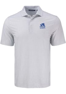 Mens Drexel Dragons White Cutter and Buck Diamond Dot Academic Short Sleeve Polo Shirt