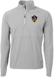 Cutter and Buck LA Galaxy Mens Grey Adapt Eco Hybrid Long Sleeve Qtr Zip Pullover