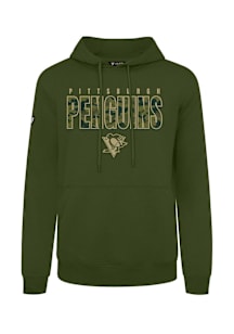 Levelwear Pittsburgh Penguins Mens Olive Podium Protect Long Sleeve Hoodie