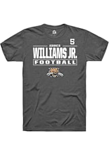 Adonis Williams Jr. Ohio Bobcats Dark Grey Football NIL Stacked Box Short Sleeve Player T Shirt