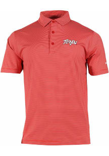 Mens Maryland Terrapins Red Columbia Double Hit Short Sleeve Polo Shirt