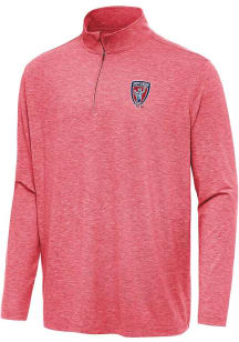 Antigua Indy Eleven Mens Red Hunk Long Sleeve Qtr Zip Pullover