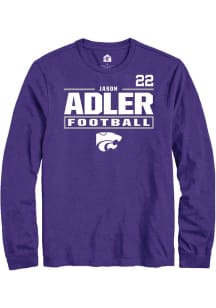Jason Adler Mens Purple K-State Wildcats NIL Stacked Box Long Sleeve Player T Shirt