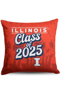 Orange Fighting Illini Class of 2025 18x18 Throw Pillow