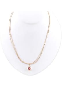 Pearl Logo Ohio State Buckeyes Womens Necklace - Red