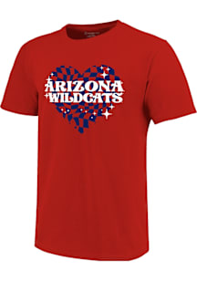 Arizona Wildcats Girls Red Funky Heart Short Sleeve Tee