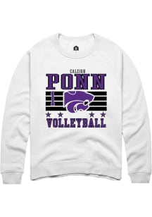 Caleigh Ponn Rally Mens White K-State Wildcats NIL Striped Player Crew