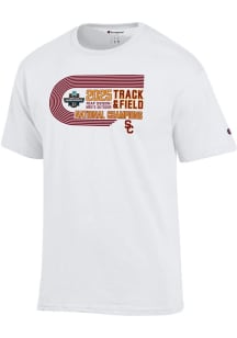 USC Trojans White Champion 2025 Mens Track and Field Champions Jersey Short Sleeve T Shirt