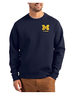 Cutter and Buck Michigan Wolverines Mens Navy Blue Alumni Roam Long Sleeve Crew Sweatshirt