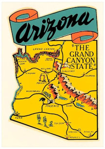 Arizona State Map Vintage Postcard