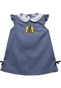 Vive La Fete Murray State Racers Baby Girls Navy Blue Gingham Short Sleeve Dress