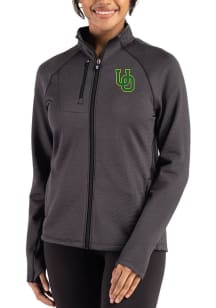 Womens Oregon Ducks Black Cutter and Buck Peshastin Long Sleeve Full Zip Jacket