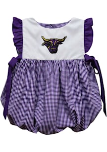 Vive La Fete Minnesota State Mankato Mavericks Baby Girls Purple Gingham Bubble Short Sleeve Dress