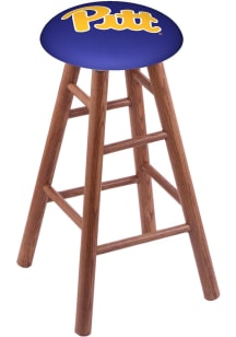 Brown Pitt Panthers Round Cushion Oak Pub Stool