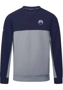 Levelwear Edmonton Oilers Mens Navy Blue Legacy Embroidered 3D Patch Long Sleeve Crew Sweatshirt