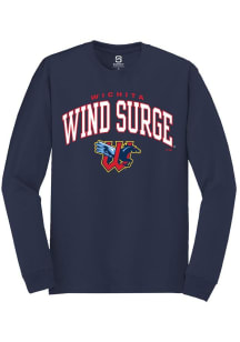Summit Sportswear Wichita Wind Surge Navy Blue Arch Mascot Long Sleeve T Shirt