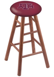 Texas A&amp;M Aggies Round Cushion Oak Pub Stool - Brown