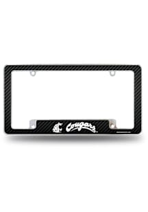 Washington State Cougars Carbon Fiber All Over Chrome License Plate Frame - Silver