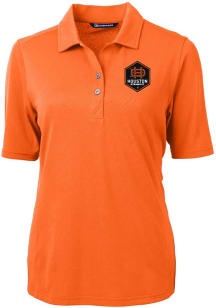 Cutter and Buck Houston Dynamo Womens Orange Virtue Eco Pique Short Sleeve Polo Shirt