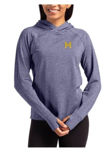 Womens Michigan Wolverines Navy Blue Cutter and Buck Vault Adapt Knit Hood Hooded Sweatshirt
