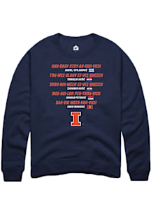 Rally  Illinois Fighting Illini Mens Navy Blue NIL One-Off Player Crew