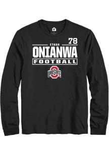 Ethan Onianwa Mens Black Ohio State Buckeyes NIL Stacked Box Long Sleeve Player T Shirt