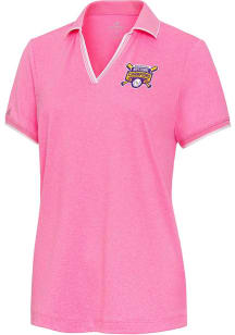 Antigua LSU Tigers Womens Pink 2025 College World Series Champions Courtyard Short Sleeve Polo Shi..