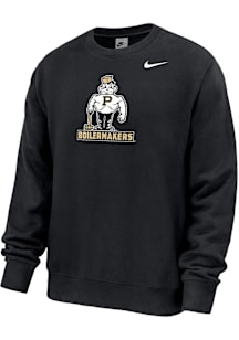 Nike Purdue Boilermakers Mens Black Retro Logo Long Sleeve Crew Sweatshirt